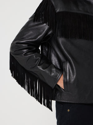 Leather Fringed Western Cafe Racer