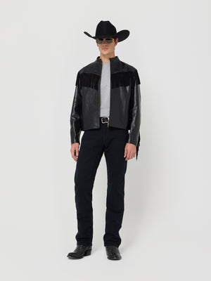 Leather Fringed Western Cafe Racer